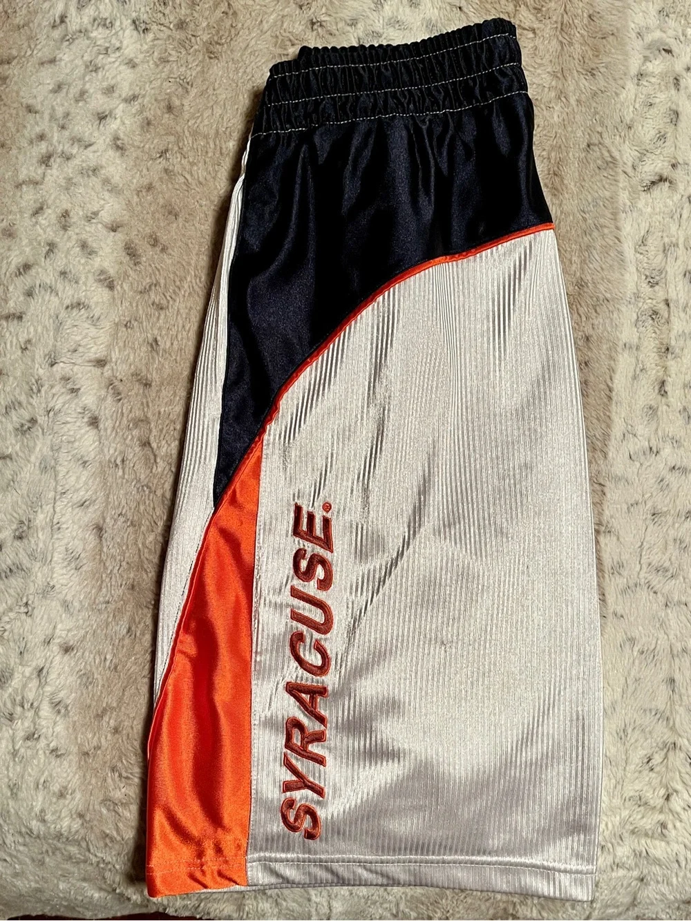 Syracuse Colorblock Athletic Shorts for Men - Orange, Black & White